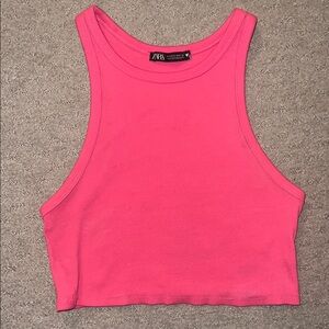 Zara Pink Ribbed Crop Top